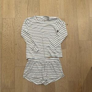 Striped LAKE Pajamas - Gold and White